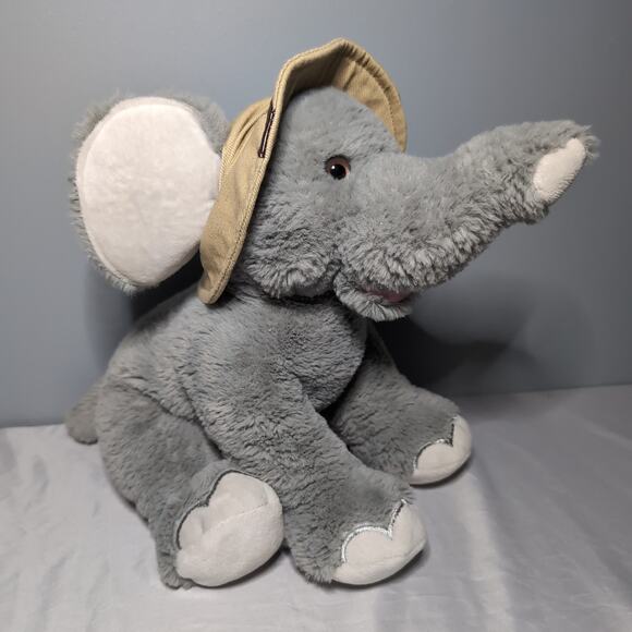 RBI Ron Banafato Inc Elephant Plush Scout Safari Hat Grey Soft Stuffed Animal - Picture 1 of 12